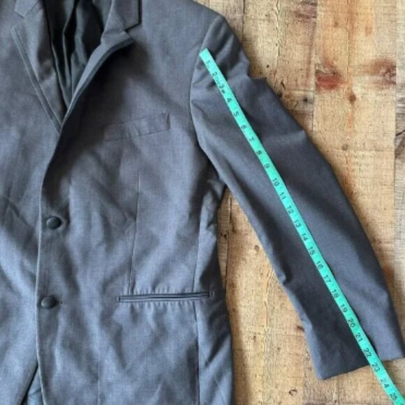 Charcoal Gray Mens Two-Button Blazer Jacket With Notched Lapel & Pockets Classic - Picture 6 of 9